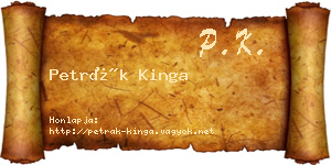 Petrák Kinga névjegykártya